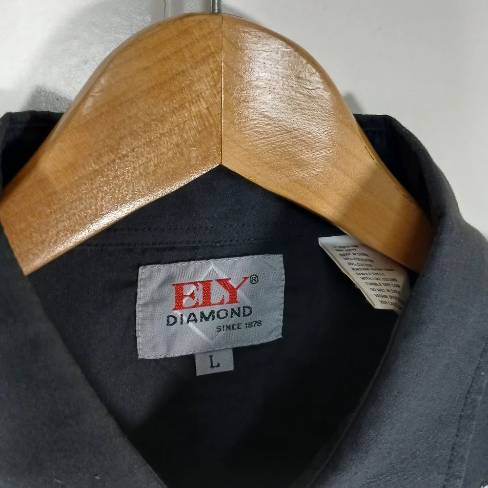 Ely Diamond Steer Skull Embroidered Pearl Snap Western Shirt Mens‎ Large Black